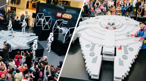 LEGO construit le plus grand Faucon Millenium au monde.